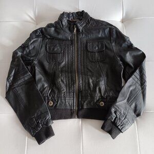 JOUJOU Girls Faux Leather Jacket Black Size M/10-12